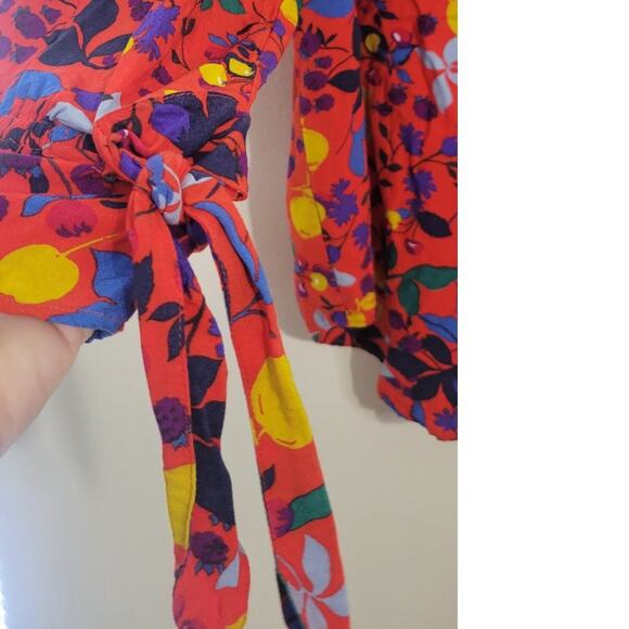 Maeve Anthropologie Shirt Size 18W Blithe Button Down Red Fruit Floral Challis - Picture 6 of 12